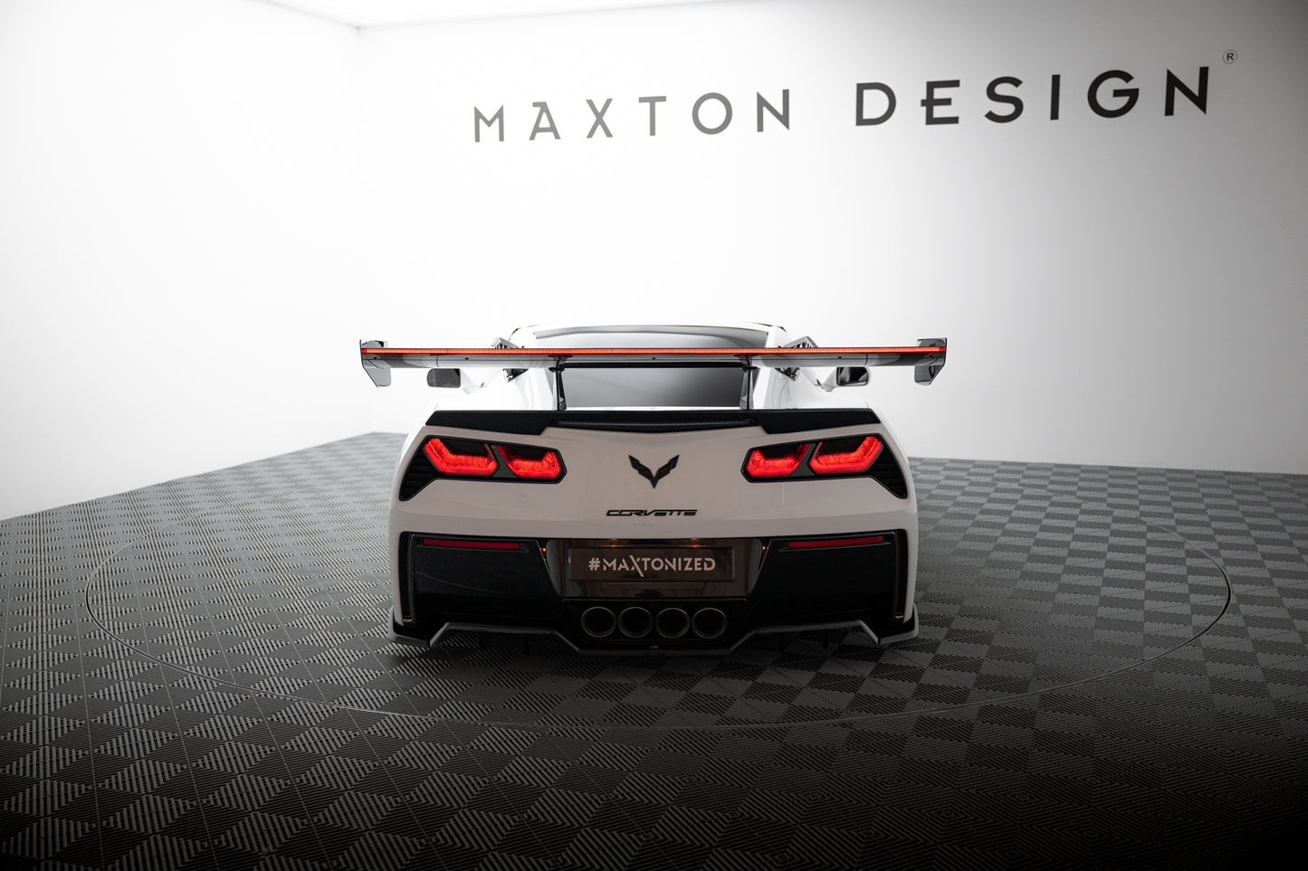 Carbon Spoiler With Upper Swan Mounting + LED suitable for Chevrolet Corvette Stingray / Grand Sport C7