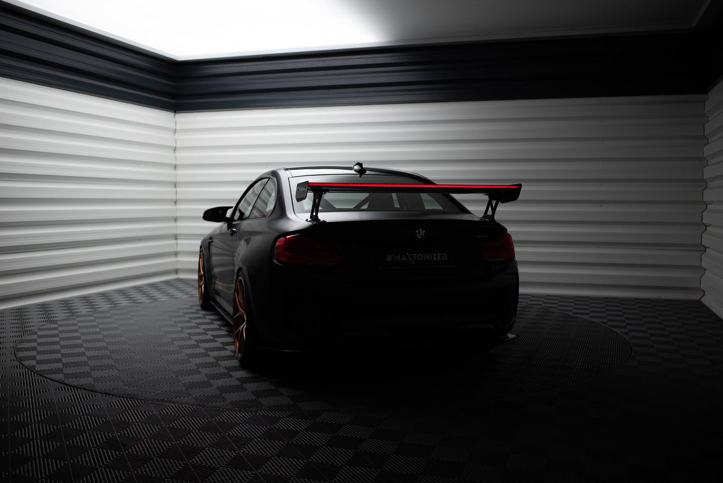 Carbon Spoiler With External Brackets Uprights + LED suitable for BMW M2 F87 / 2 / 2 M-Pack F22