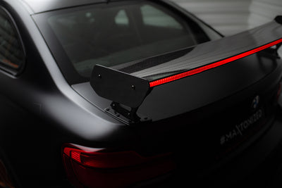 Carbon Spoiler With External Brackets Uprights + LED suitable for BMW M2 F87 / 2 / 2 M-Pack F22