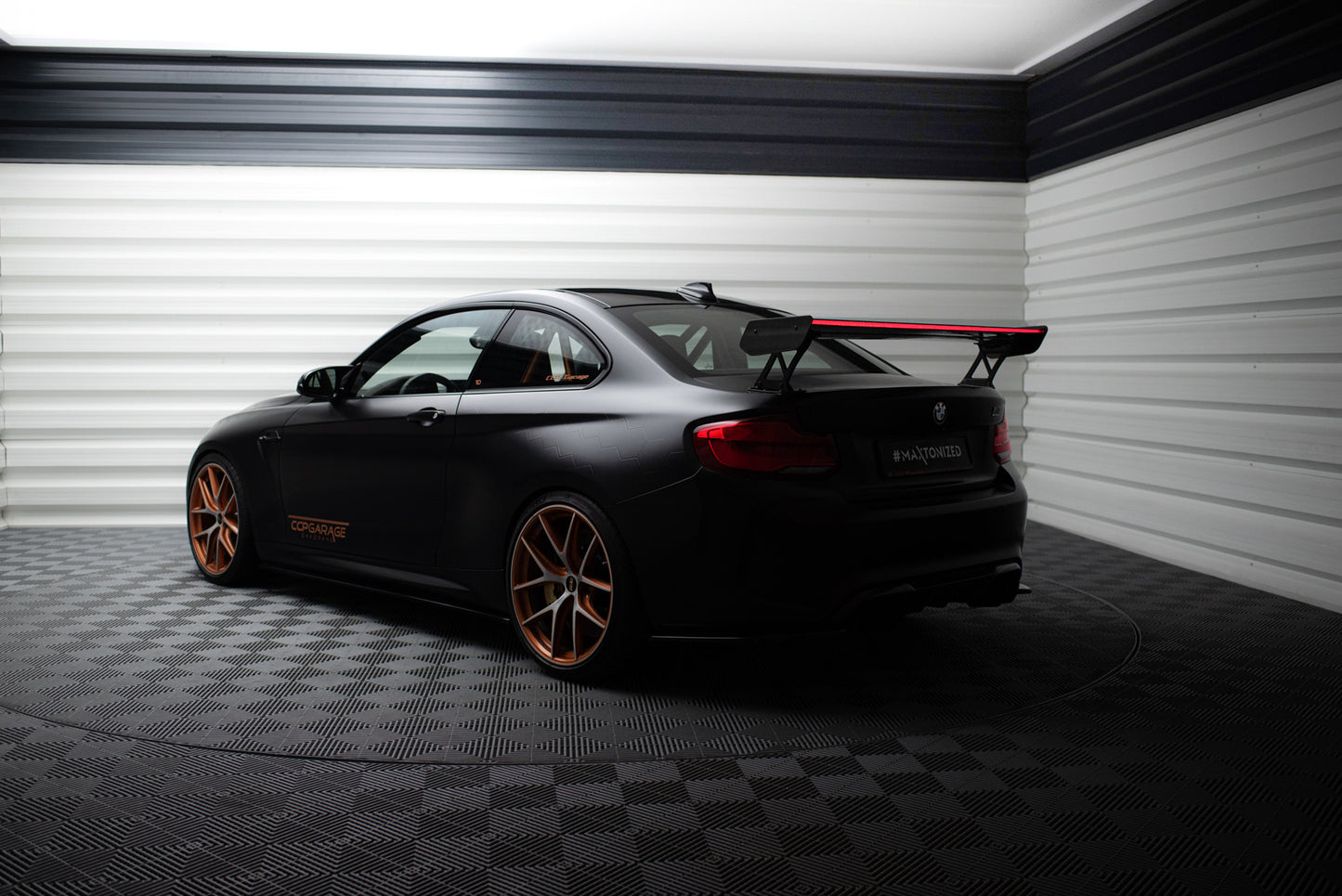 Carbon Spoiler With External Brackets Uprights + LED suitable for BMW M2 F87 / 2 / 2 M-Pack F22