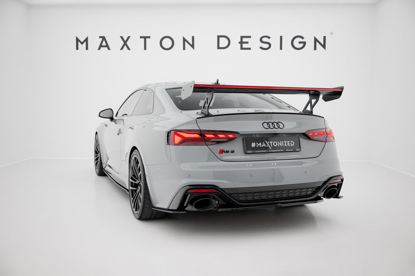 Carbon Spoiler With External Brackets Uprights V.1 + LED suitable for Audi A5 / A5 S-Line / S5 / RS5 Coupe F5 / F5 Facelift