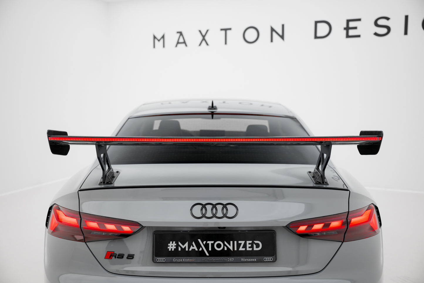 Carbon Spoiler With External Brackets Uprights V.1 + LED suitable for Audi A5 / A5 S-Line / S5 / RS5 Coupe F5 / F5 Facelift