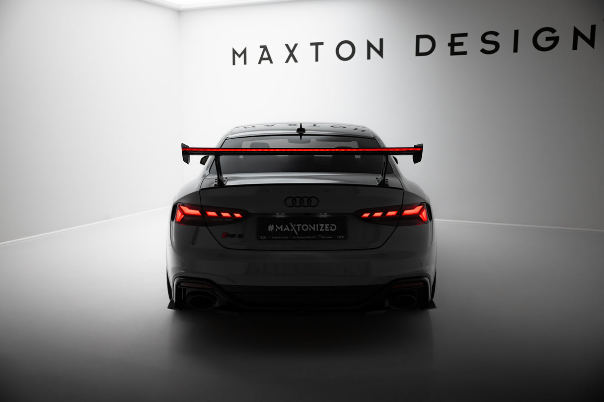 Carbon Spoiler With External Brackets Uprights V.1 + LED suitable for Audi A5 / A5 S-Line / S5 / RS5 Coupe F5 / F5 Facelift
