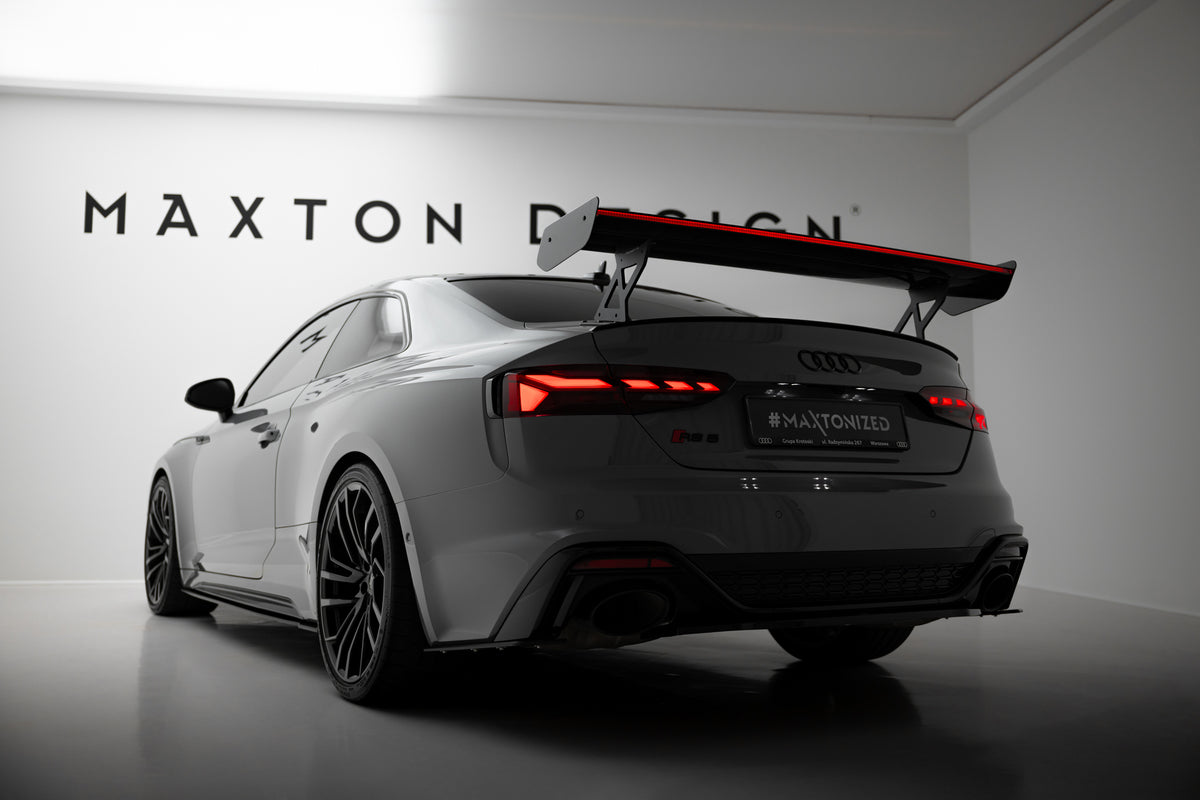Carbon Spoiler With External Brackets Uprights V.1 + LED suitable for Audi A5 / A5 S-Line / S5 / RS5 Coupe F5 / F5 Facelift