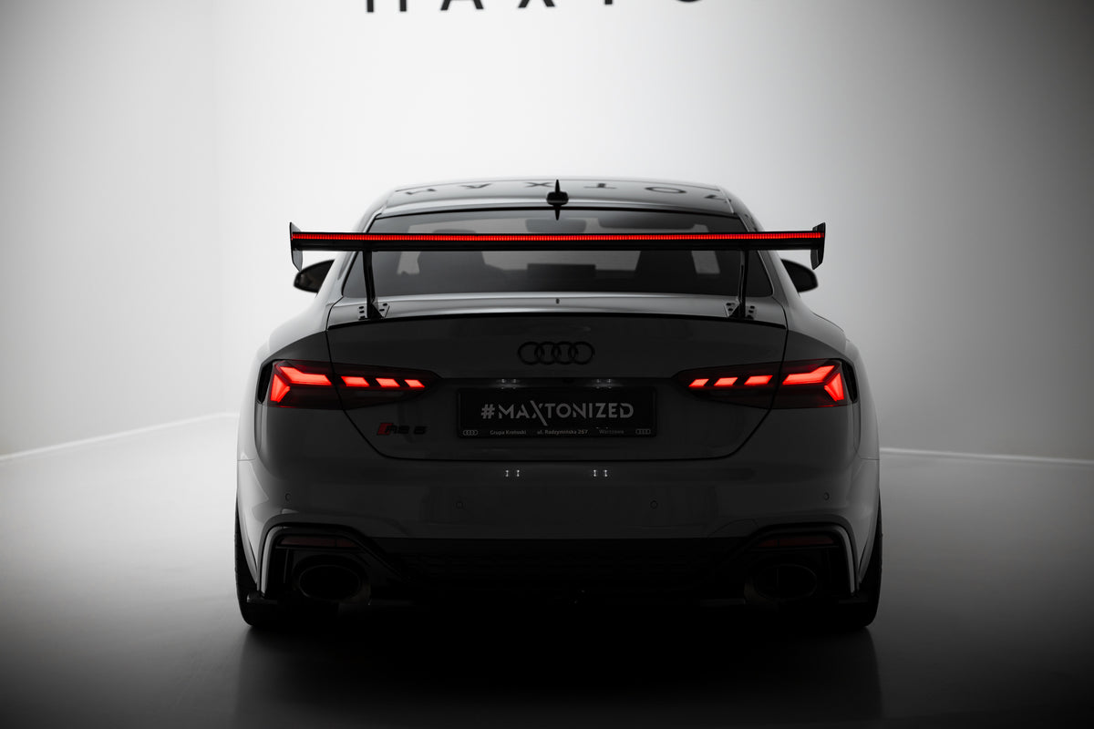 Carbon Spoiler With External Brackets Uprights V.1 + LED suitable for Audi A5 / A5 S-Line / S5 / RS5 Coupe F5 / F5 Facelift