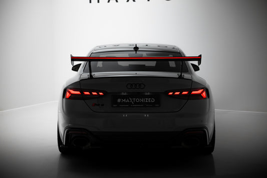 Karbonowy Spoiler Z Zewnętrznymi Wspornikami  V.1+ pasujący do LED Audi A5 / A5 S-Line / S5 / RS5 Coupe F5 / F5 Facelift