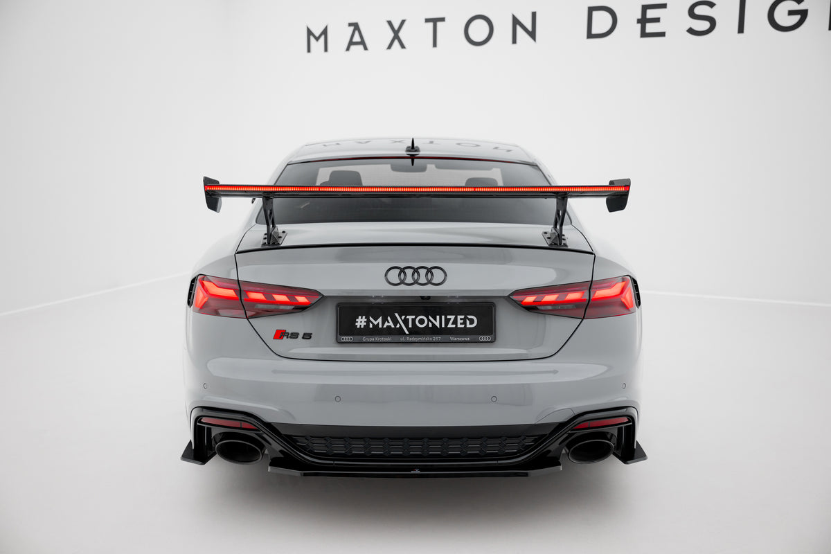 Carbon Spoiler With External Brackets Uprights V.2 + LED suitable for Audi A5 / A5 S-Line / S5 / RS5 Coupe F5 / F5 Facelift