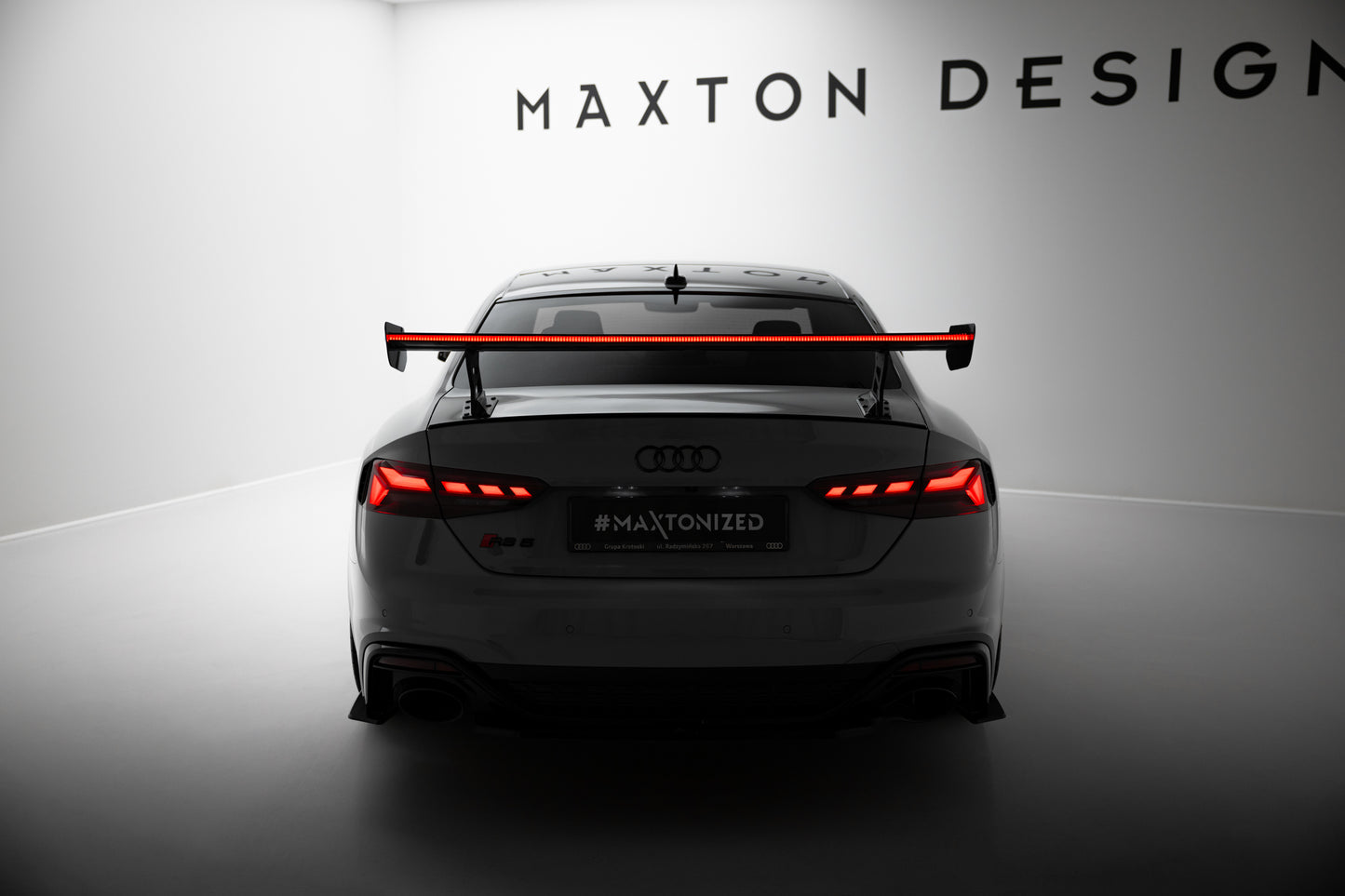 Carbon Spoiler With External Brackets Uprights V.2 + LED suitable for Audi A5 / A5 S-Line / S5 / RS5 Coupe F5 / F5 Facelift