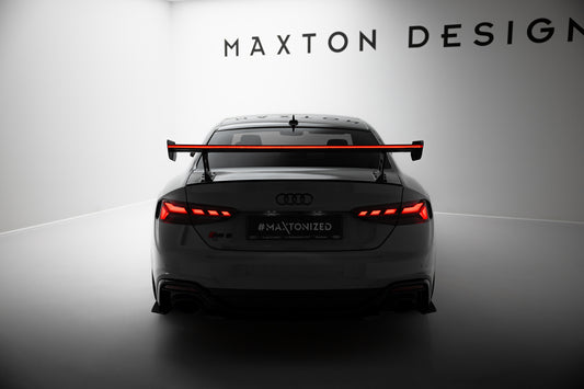 Karbonowy Spoiler Z Zewnętrznymi Wspornikami  V.2+ LED pasujący do Audi A5 / A5 S-Line / S5 / RS5 Coupe F5 / F5 Facelift