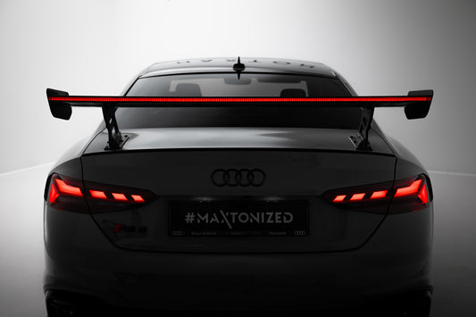 Karbonowy Spoiler Z Zewnętrznymi Wspornikami  V.2+ LED pasujący do Audi A5 / A5 S-Line / S5 / RS5 Coupe F5 / F5 Facelift