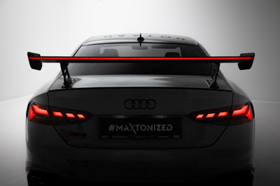 Carbon Spoiler With External Brackets Uprights V.2 + LED suitable for Audi A5 / A5 S-Line / S5 / RS5 Coupe F5 / F5 Facelift