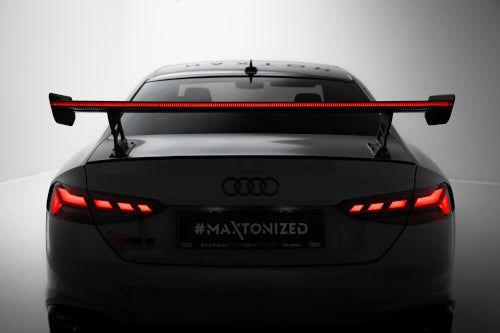 Karbonowy Spoiler Z Zewnętrznymi Wspornikami  V.2+ LED pasujący do Audi A5 / A5 S-Line / S5 / RS5 Coupe F5 / F5 Facelift