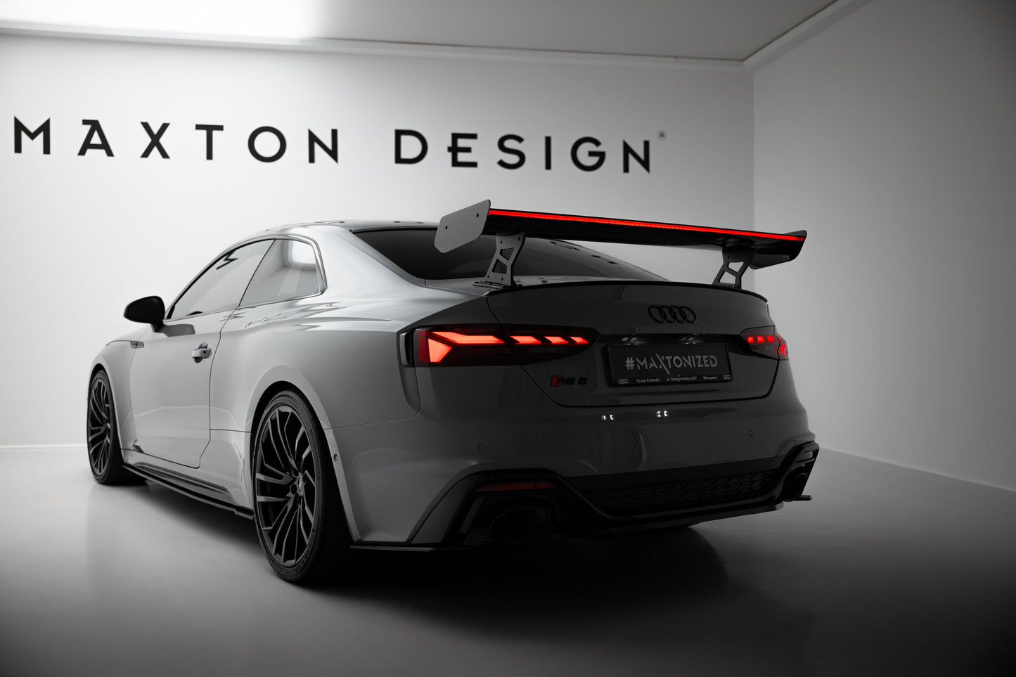 Carbon Spoiler With External Brackets Uprights V.2 + LED suitable for Audi A5 / A5 S-Line / S5 / RS5 Coupe F5 / F5 Facelift