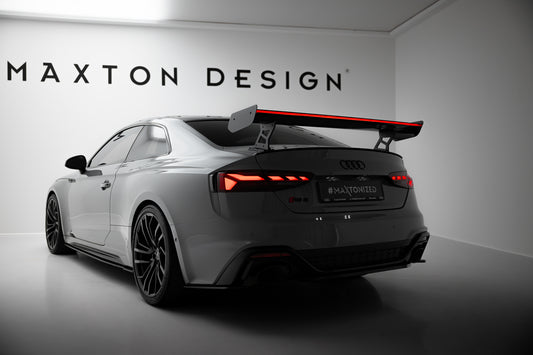 Karbonowy Spoiler Z Zewnętrznymi Wspornikami  V.2+ LED pasujący do Audi A5 / A5 S-Line / S5 / RS5 Coupe F5 / F5 Facelift
