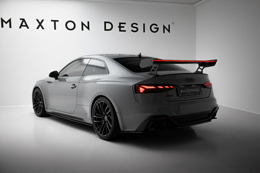 Karbonowy Spoiler Z Zewnętrznymi Wspornikami  V.2+ LED pasujący do Audi A5 / A5 S-Line / S5 / RS5 Coupe F5 / F5 Facelift