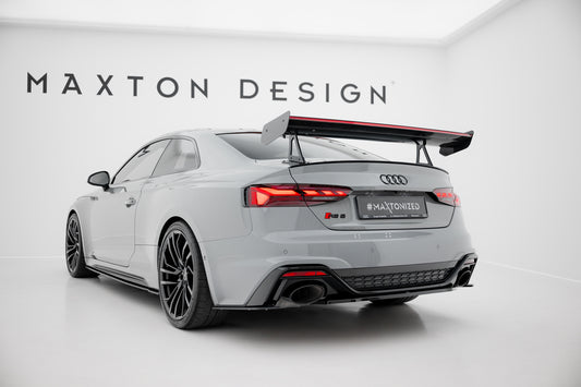 Karbonowy Spoiler Z Górnymi Mocowaniami + LED pasujący do Audi A5 / A5 S-Line / S5 / RS5 Coupe F5 / F5 Facelift
