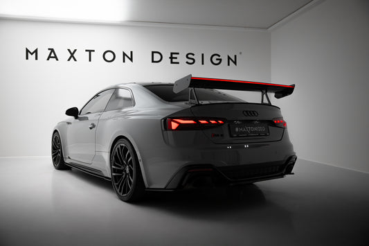 Karbonowy Spoiler Z Górnymi Mocowaniami + LED pasujący do Audi A5 / A5 S-Line / S5 / RS5 Coupe F5 / F5 Facelift