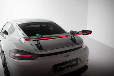 Carbon Spoiler With Upper Swan Mounting V.1 + LED suitable for Porsche 718 Cayman 982c