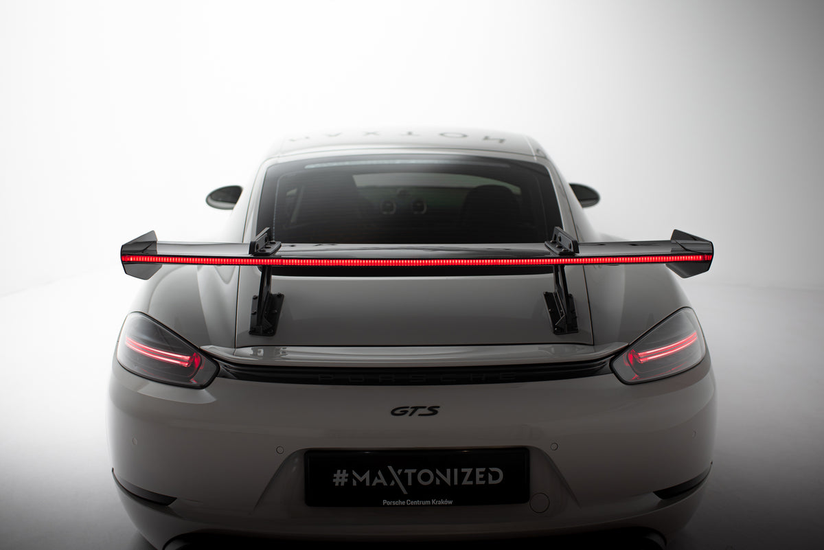 Carbon Spoiler With Upper Swan Mounting V.1 + LED suitable for Porsche 718 Cayman 982c
