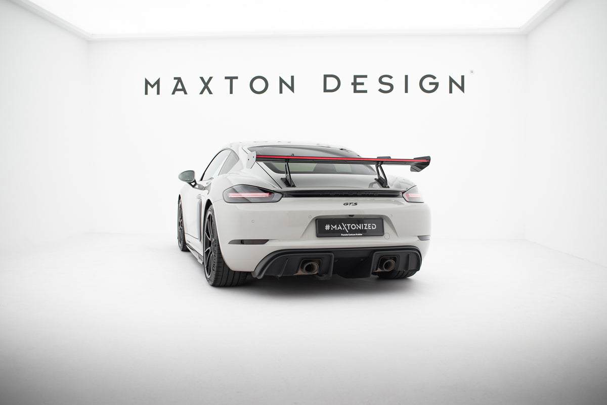 Carbon Spoiler With Upper Swan Mounting V.1 + LED suitable for Porsche 718 Cayman 982c