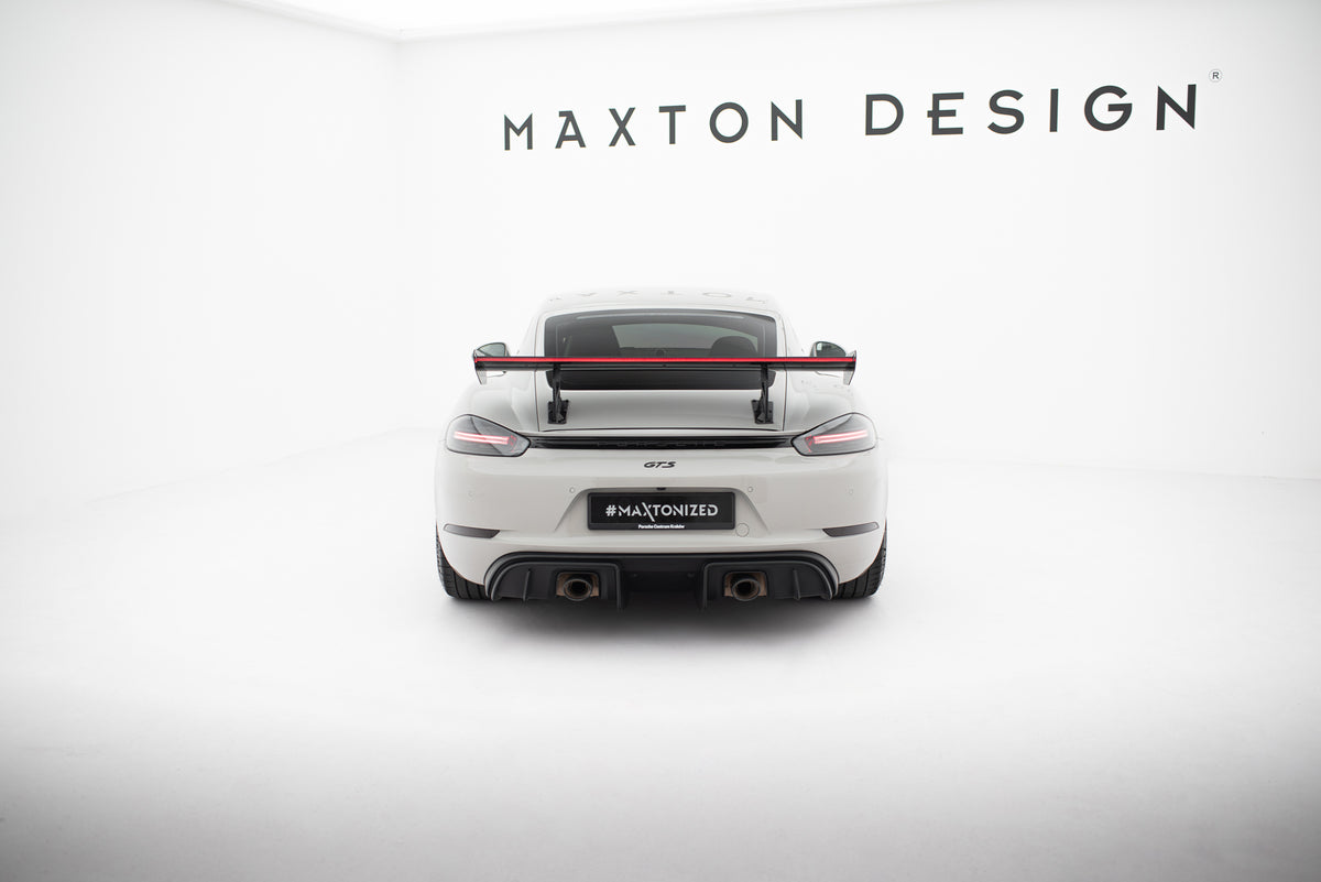 Carbon Spoiler With Internal Brackets Uprights V.2 + LED suitable for Porsche 718 Cayman 982c