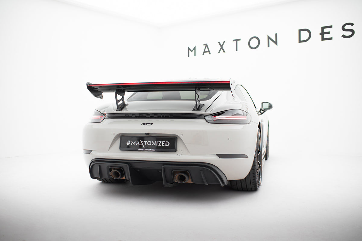 Carbon Spoiler With Internal Brackets Uprights V.2 + LED suitable for Porsche 718 Cayman 982c