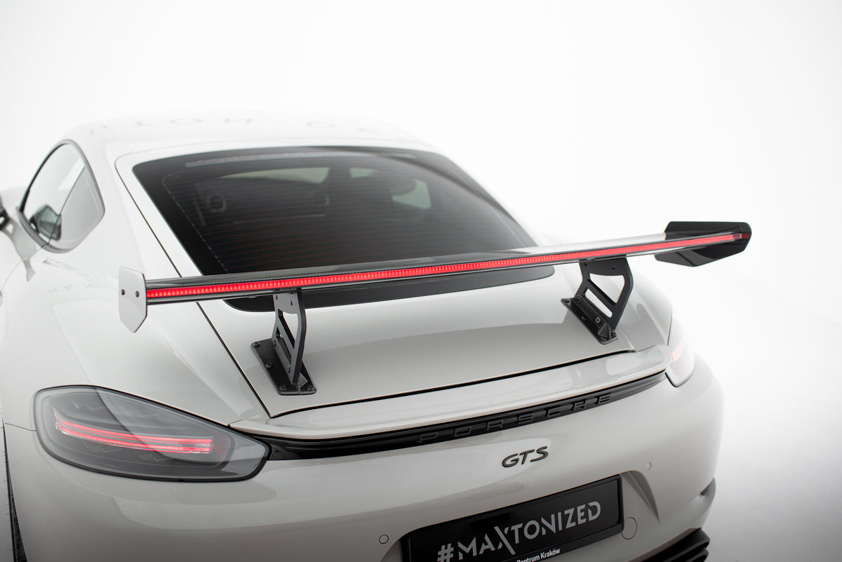 Carbon Spoiler With Internal Brackets Uprights V.2 + LED suitable for Porsche 718 Cayman 982c