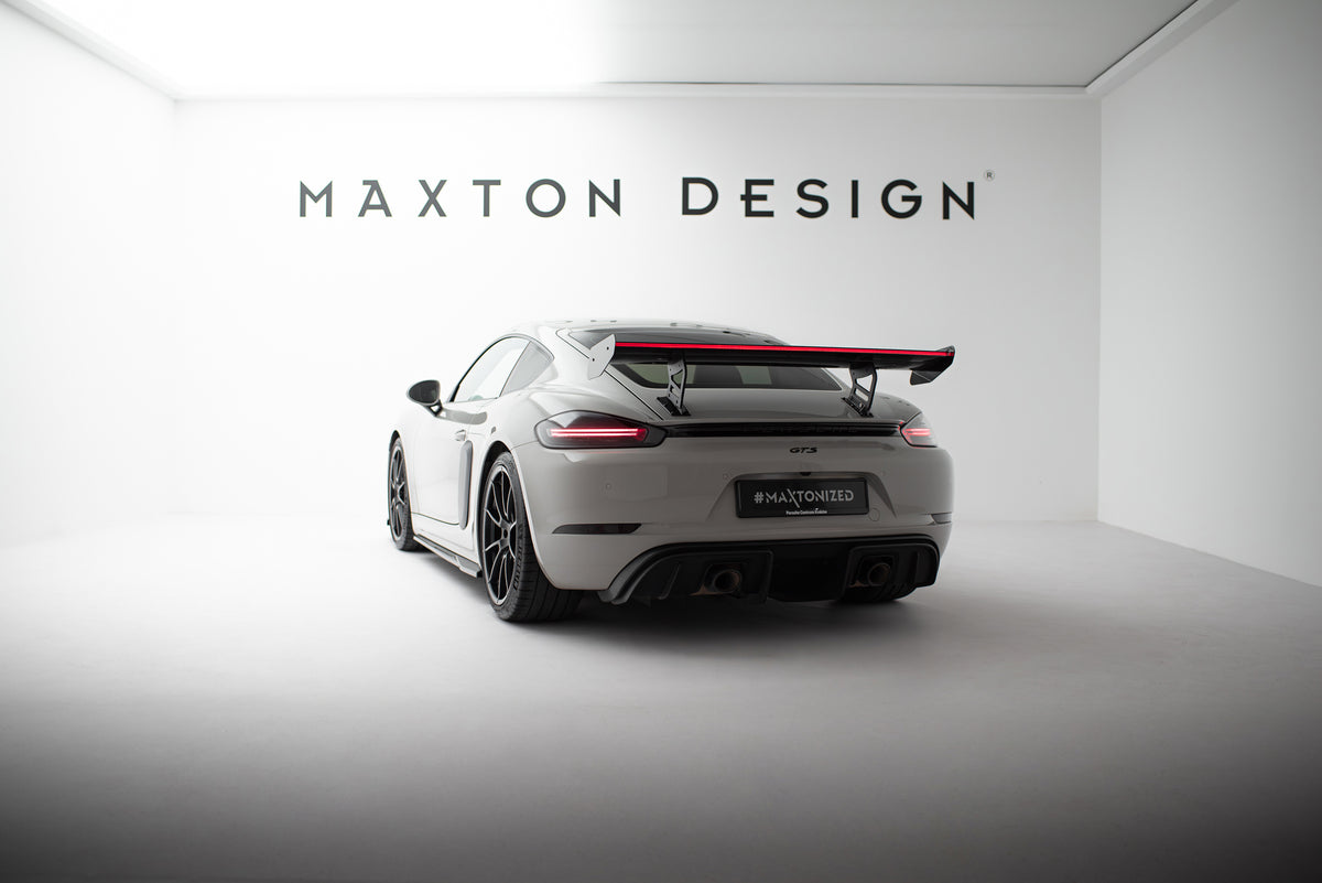 Carbon Spoiler With Internal Brackets Uprights V.2 + LED suitable for Porsche 718 Cayman 982c