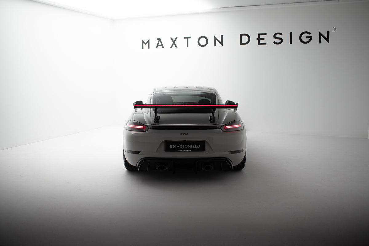 Carbon Spoiler With Internal Brackets Uprights V.2 + LED suitable for Porsche 718 Cayman 982c