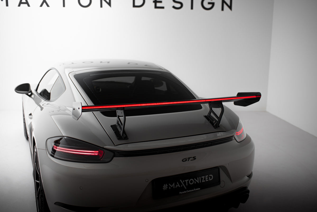 Carbon Spoiler With Internal Brackets Uprights V.2 + LED suitable for Porsche 718 Cayman 982c