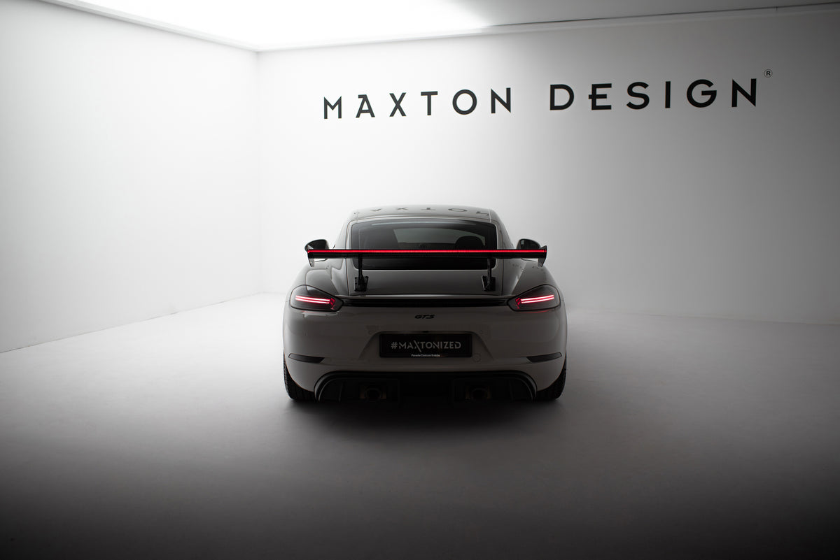 Carbon Spoiler With Internal Brackets Uprights V.1 + LED suitable for Porsche 718 Cayman 982c