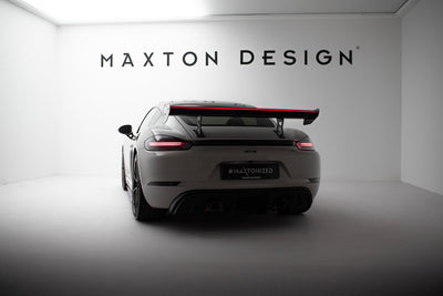 Carbon Spoiler With Internal Brackets Uprights V.1 + LED suitable for Porsche 718 Cayman 982c