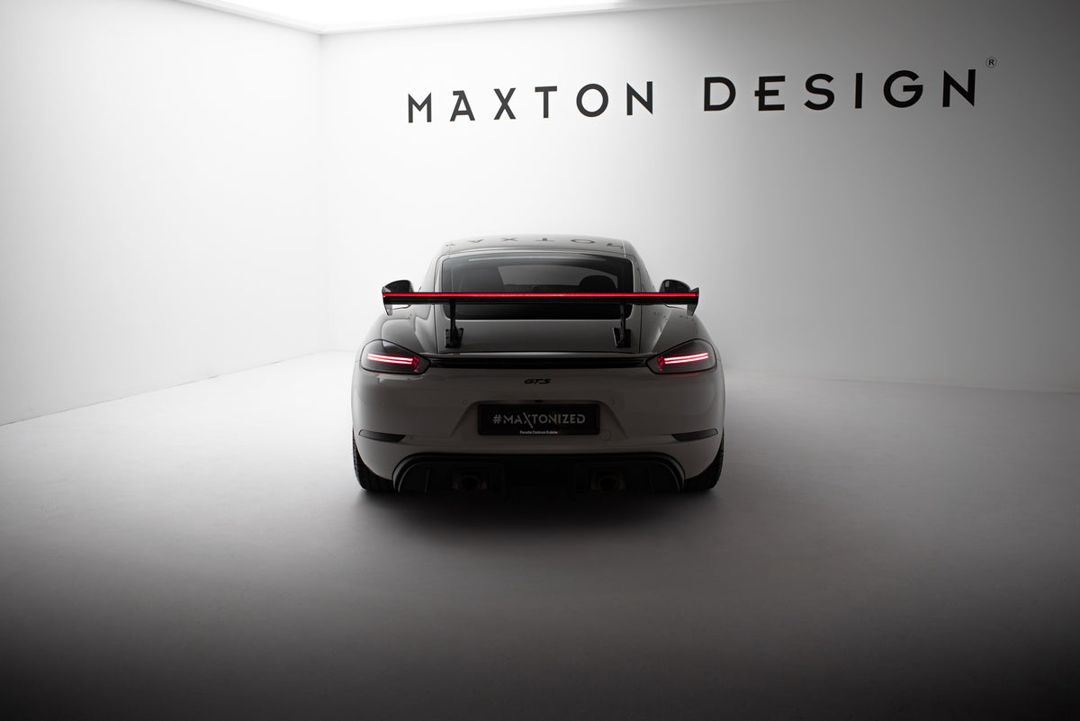 Carbon Spoiler With Internal Brackets Uprights V.1 + LED suitable for Porsche 718 Cayman 982c