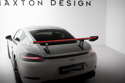Carbon Spoiler With Internal Brackets Uprights V.1 + LED suitable for Porsche 718 Cayman 982c
