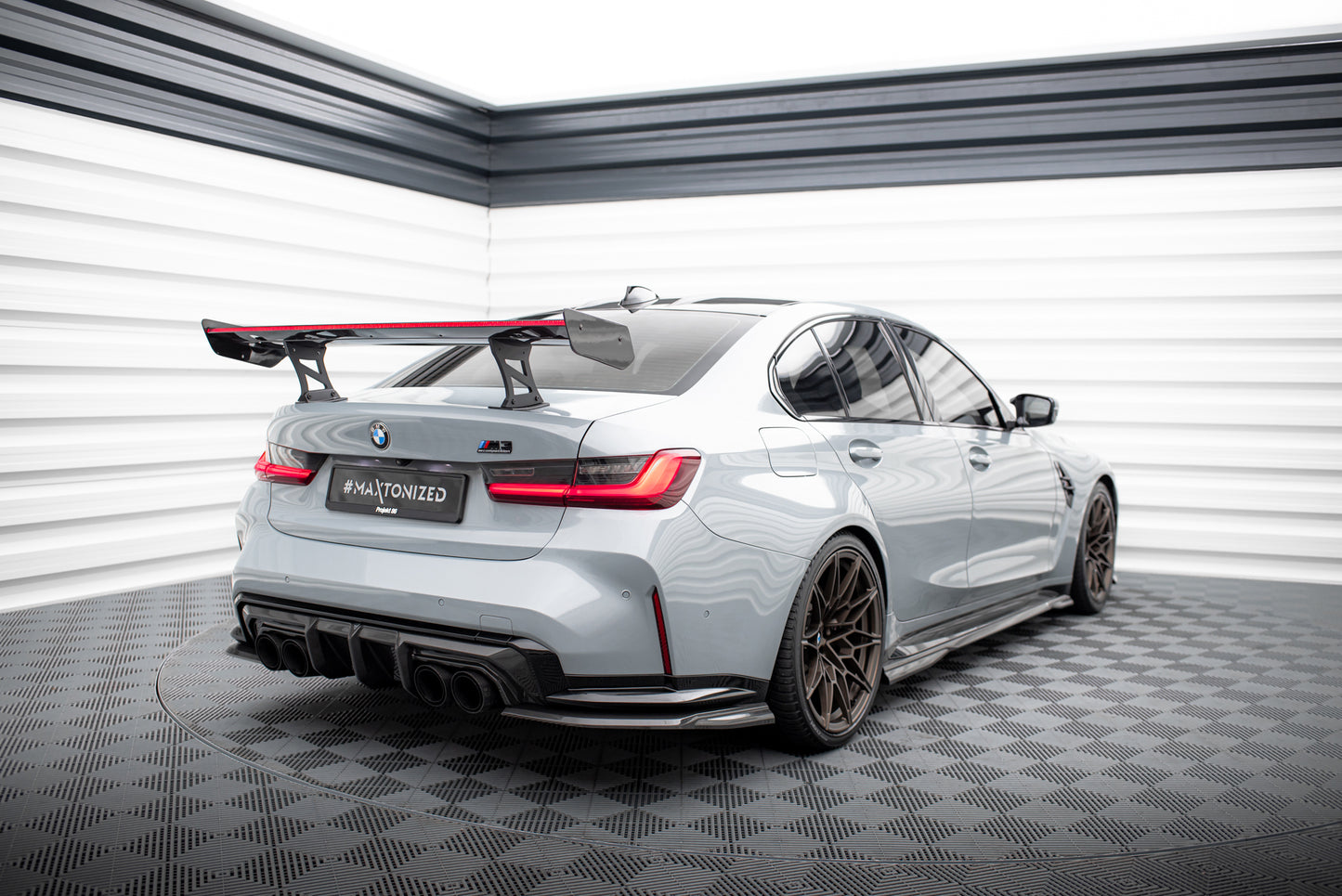 Carbon Spoiler With Internal Brackets Uprights + LED suitable for BMW M3 G80 / M340i G20 / 3 M-Pack G20 / 3 Standard G20