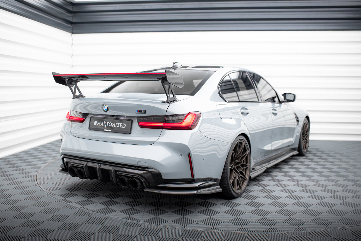Carbon Spoiler With External Brackets Uprights + LED suitable for BMW M3 G80 / M340i G20 / 3 M-Pack G20 / 3 Standard G20