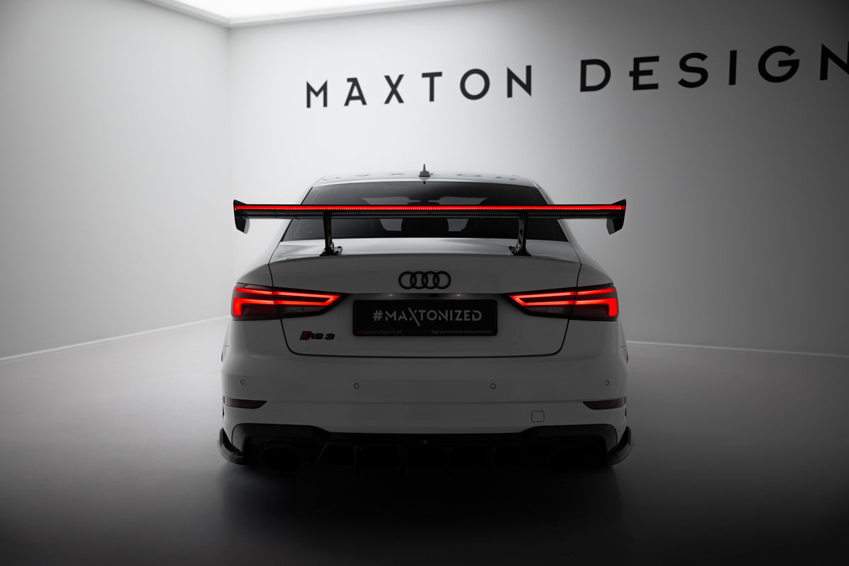Carbon Spoiler With Internal Brackets Uprights + LED suitable for Audi A3 / A3 S-Line / S3 / RS3 Sedan 8V / 8V Facelift