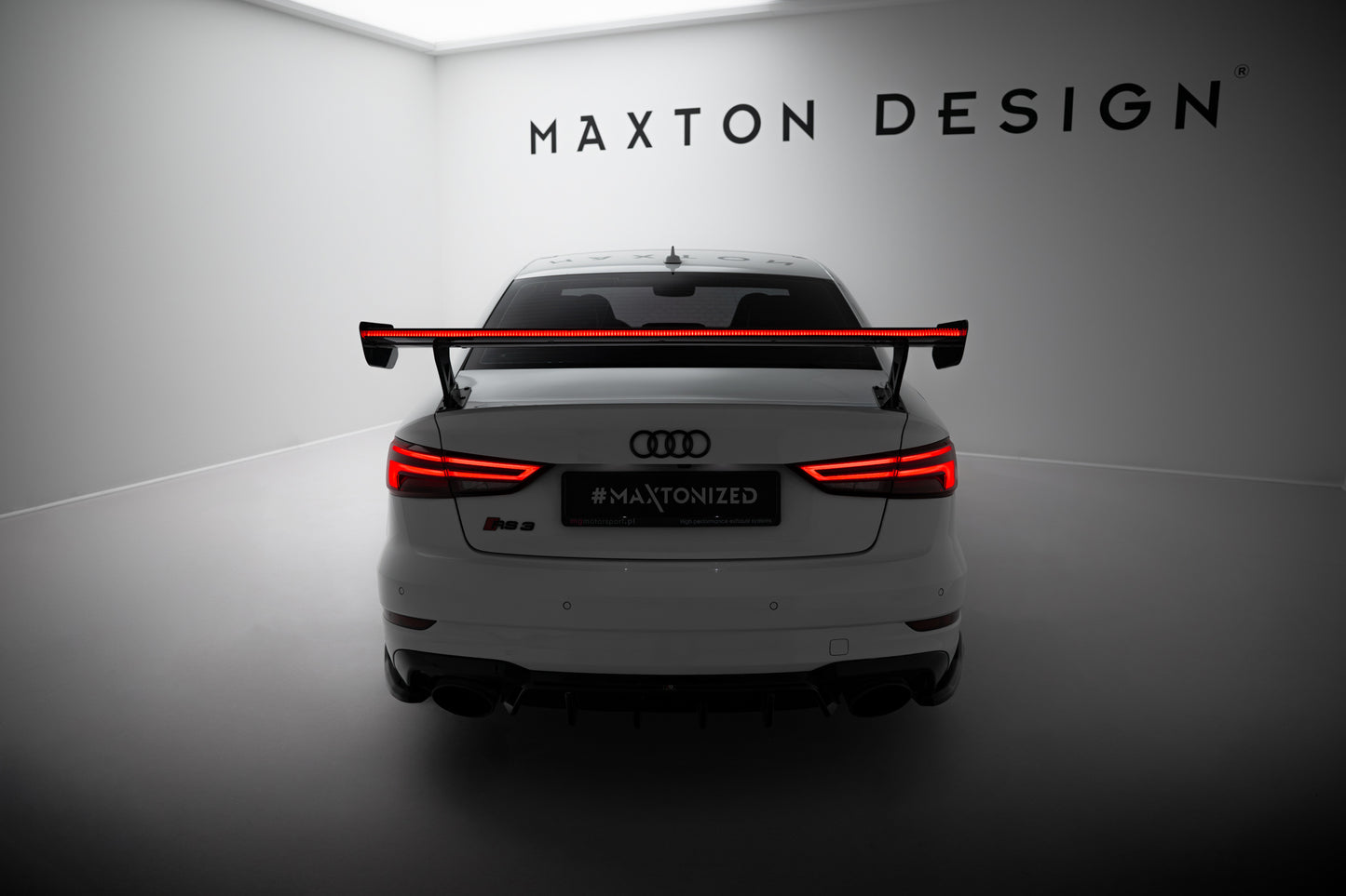 Carbon Spoiler With External Brackets Uprights + LED suitable for Audi A3 / A3 S-Line / S3 / RS3 Sedan 8V / 8V Facelift