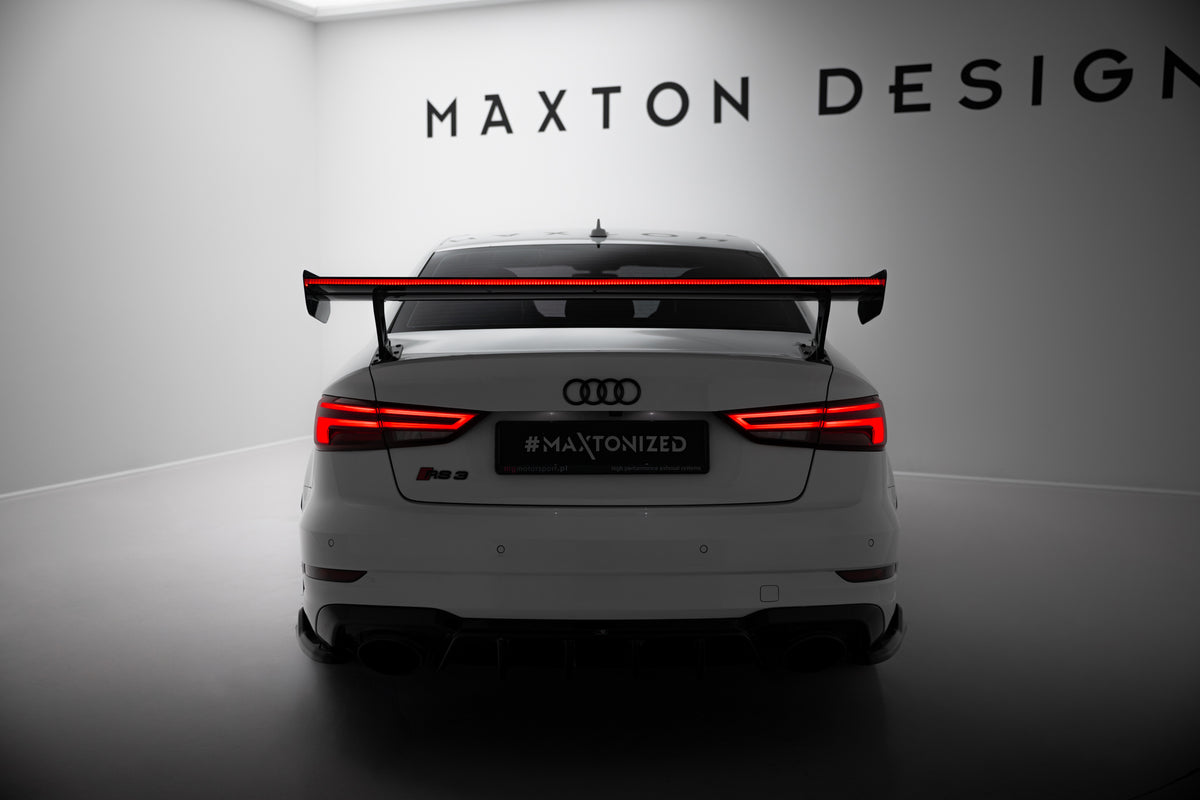 Carbon Spoiler With External Brackets Uprights + LED suitable for Audi A3 / A3 S-Line / S3 / RS3 Sedan 8V / 8V Facelift