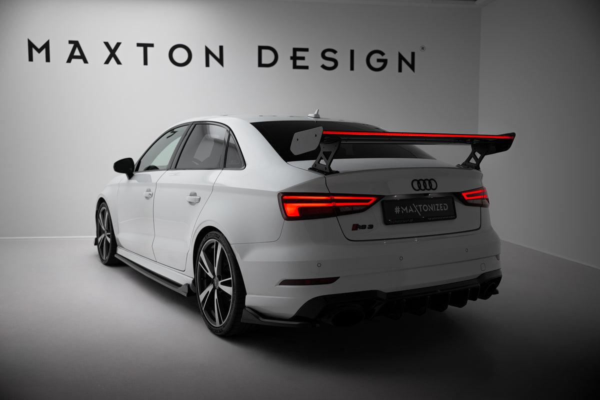 Carbon Spoiler With External Brackets Uprights + LED suitable for Audi A3 / A3 S-Line / S3 / RS3 Sedan 8V / 8V Facelift