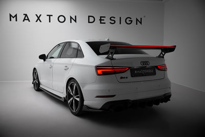 Carbon Spoiler With External Brackets Uprights + LED suitable for Audi A3 / A3 S-Line / S3 / RS3 Sedan 8V / 8V Facelift