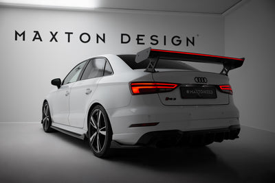 Carbon Spoiler With External Brackets Uprights + LED suitable for Audi A3 / A3 S-Line / S3 / RS3 Sedan 8V / 8V Facelift