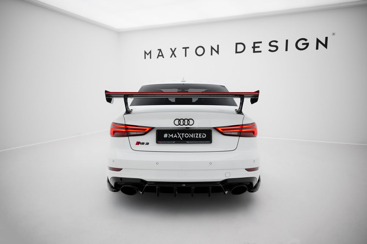Carbon Spoiler With External Brackets Uprights + LED suitable for Audi A3 / A3 S-Line / S3 / RS3 Sedan 8V / 8V Facelift