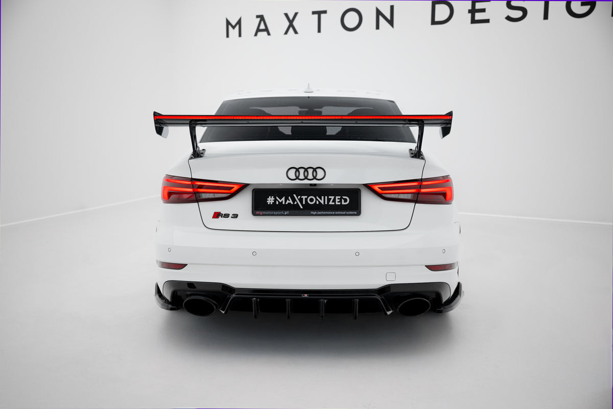 Carbon Spoiler With External Brackets Uprights + LED suitable for Audi A3 / A3 S-Line / S3 / RS3 Sedan 8V / 8V Facelift