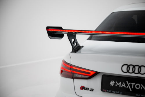 Carbon Spoiler With External Brackets Uprights + LED suitable for Audi A3 / A3 S-Line / S3 / RS3 Sedan 8V / 8V Facelift