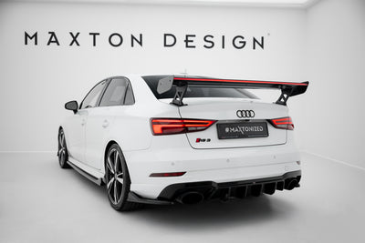 Carbon Spoiler With External Brackets Uprights + LED suitable for Audi A3 / A3 S-Line / S3 / RS3 Sedan 8V / 8V Facelift