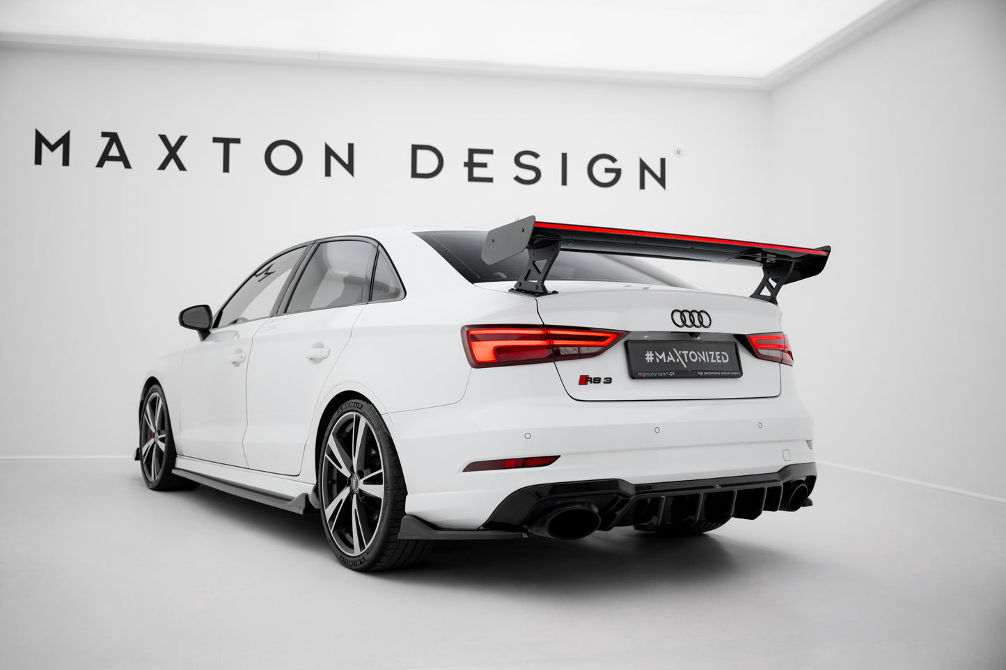 Carbon Spoiler With External Brackets Uprights + LED suitable for Audi A3 / A3 S-Line / S3 / RS3 Sedan 8V / 8V Facelift