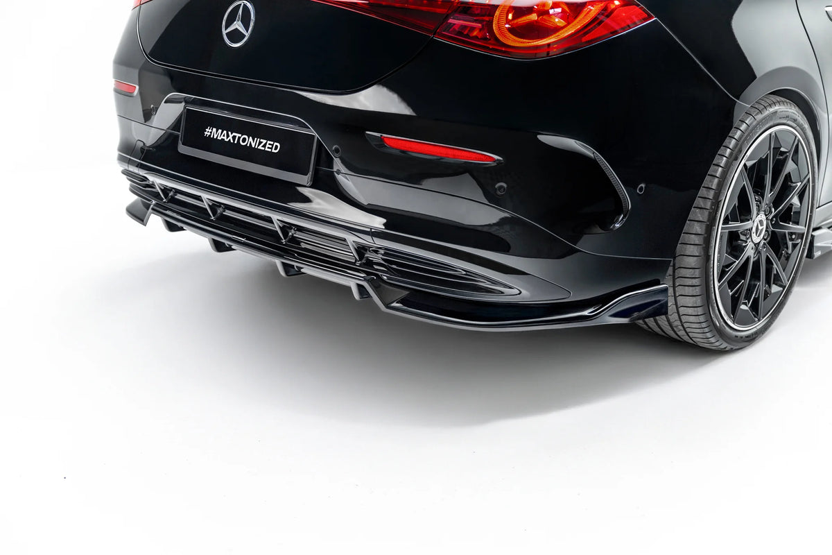 Rear Splitter (With Vertical Bars) compatible with Mercedes-Benz CLA EQ AMG-Line Coupe / Shooting Brake C174 / X174