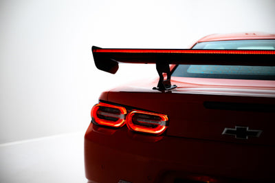 Carbon Spoiler With Internal Brackets Uprights + LED Chevrolet Camaro SS Mk6 Facelift