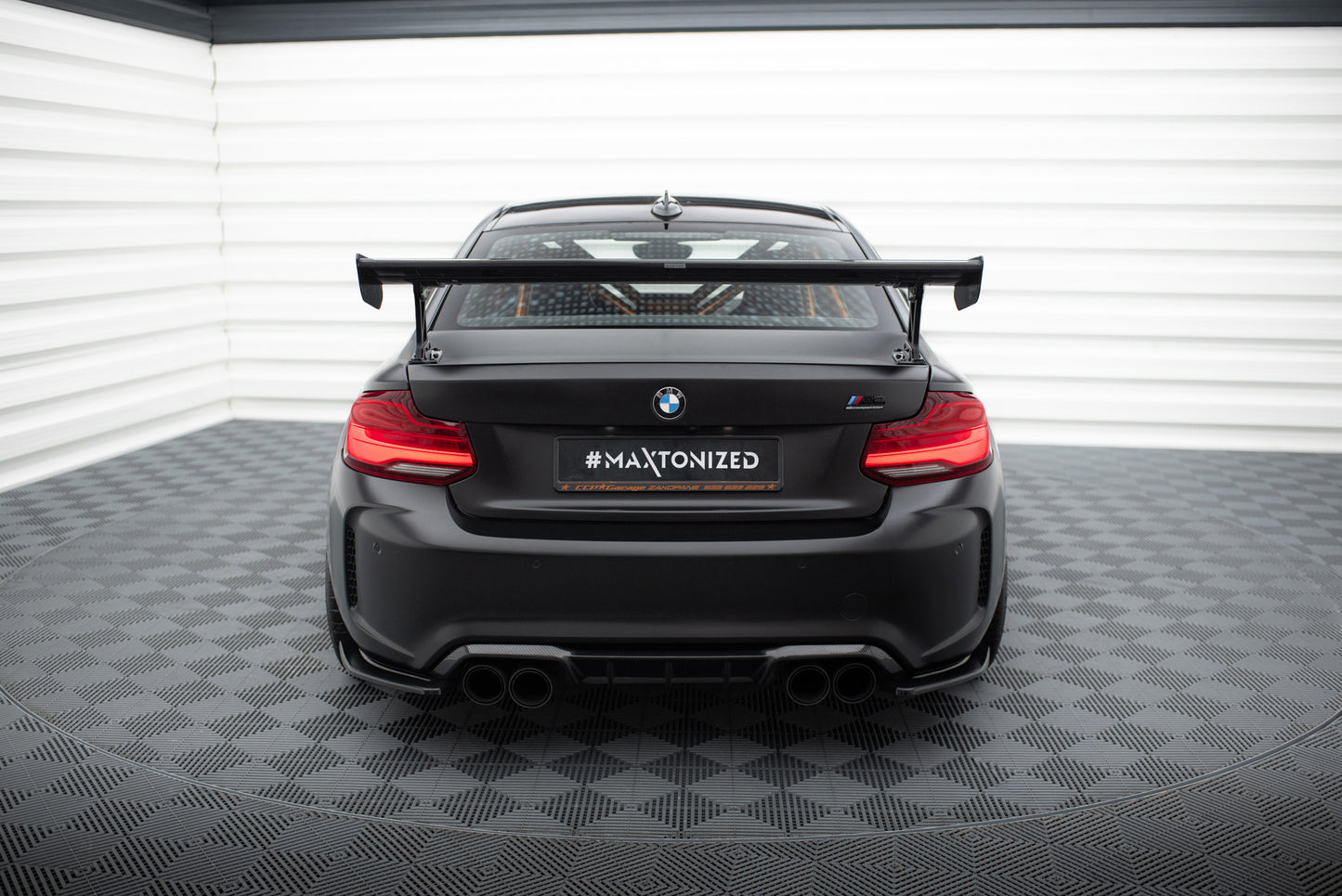 Carbon Spoiler With External Brackets Uprights suitable for BMW M2 F87 / 2 / 2 M-Pack F22